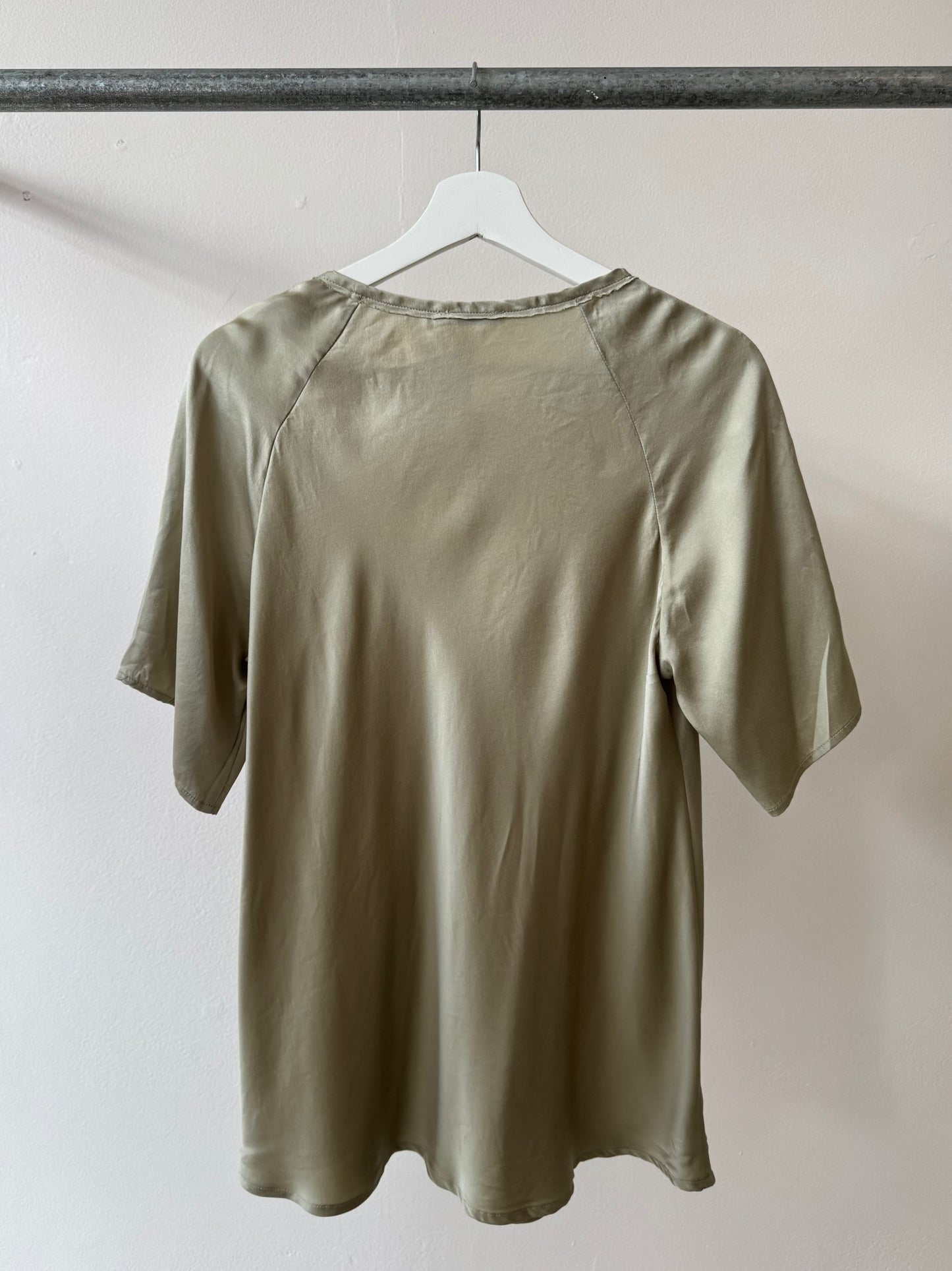 MARLE Silk T-Shirt Top Light Khaki M/L