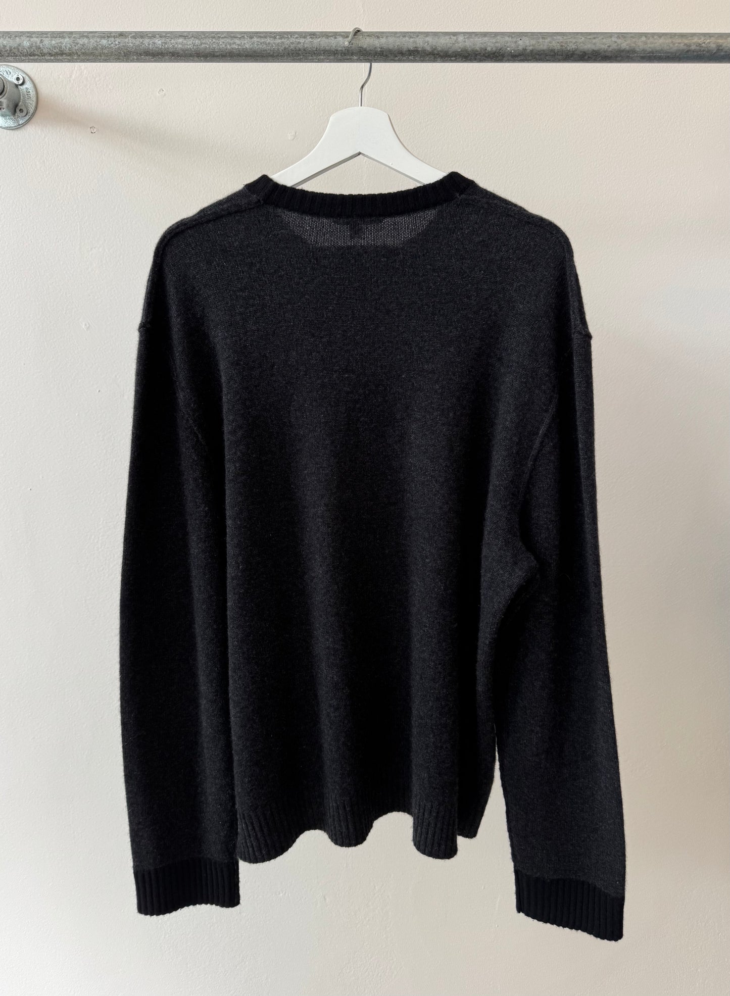 James Perse USA Cashmere Crew Neck Jumper Black Marle XL