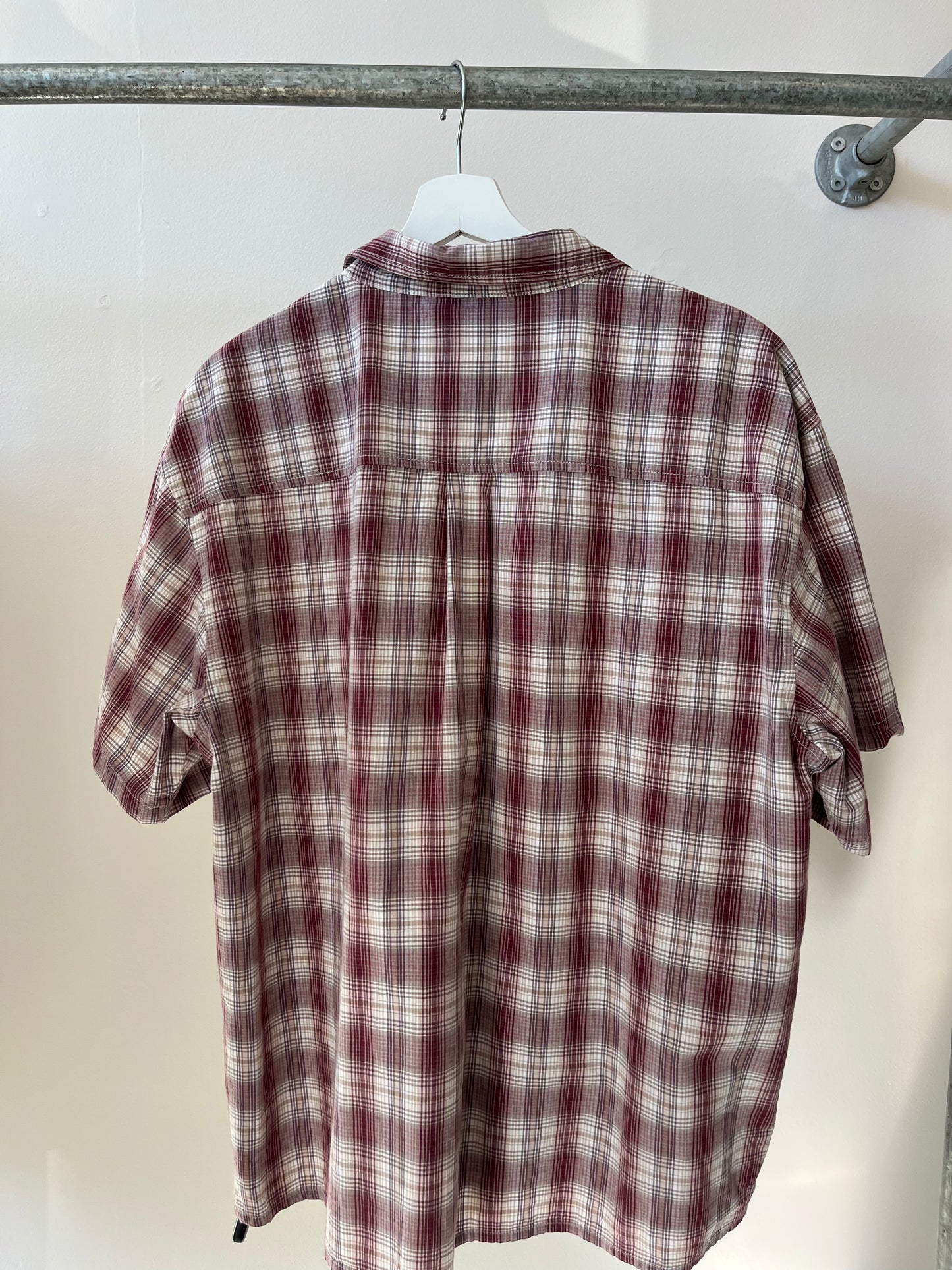 Thrills Woven Checked Shirt Maroon XXL