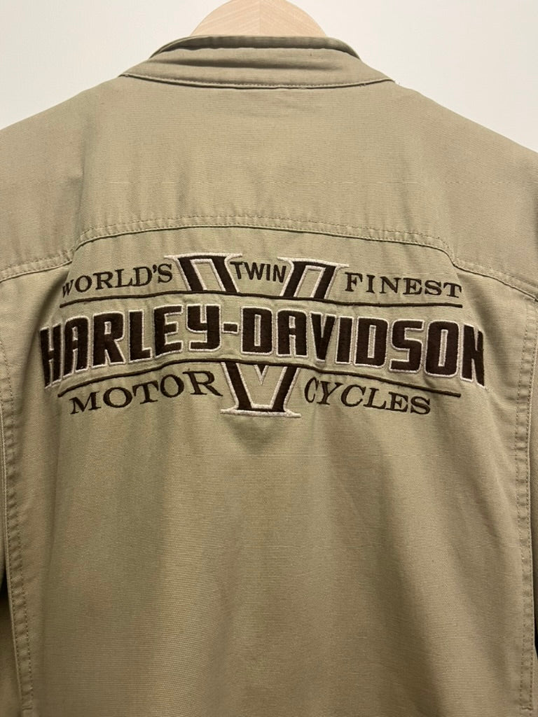 Harley Davidson Canvas Biker Jacket Khaki XL