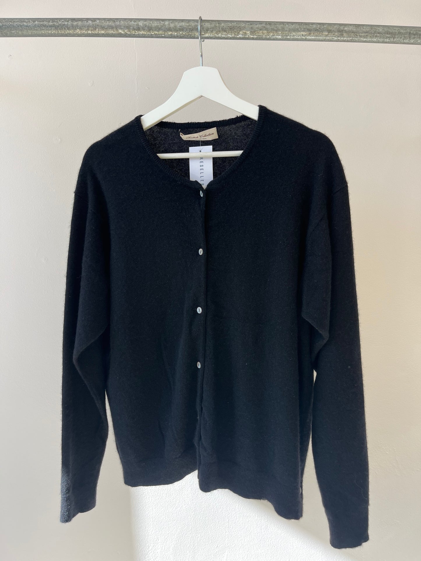 Vintage Pure Cashmere Button Front Cardigan Black O/S