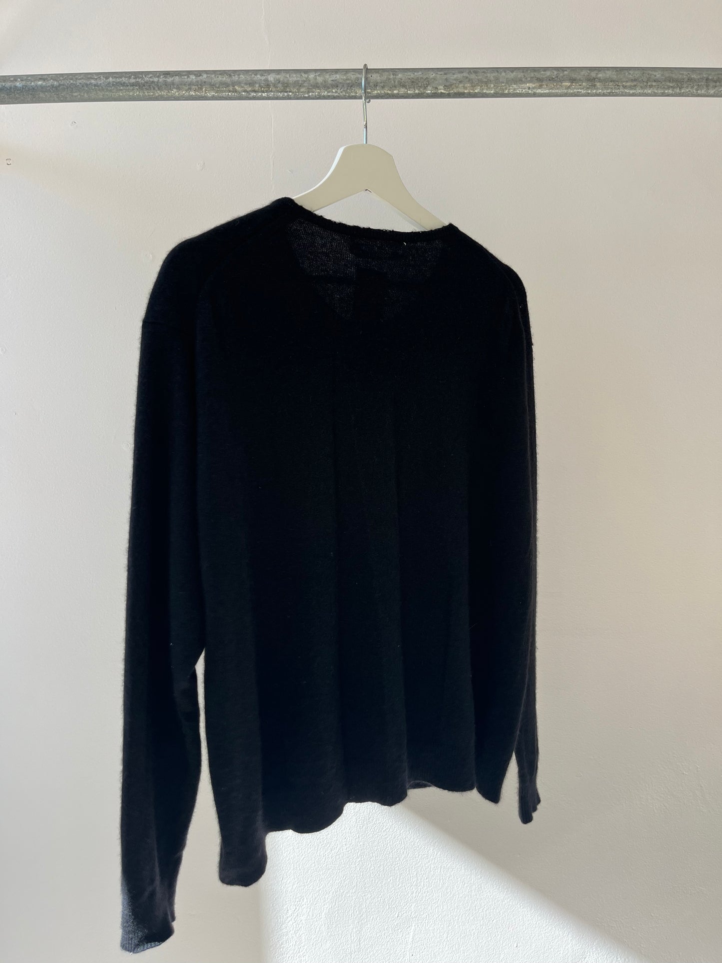 Vintage Pure Cashmere Button Front Cardigan Black O/S