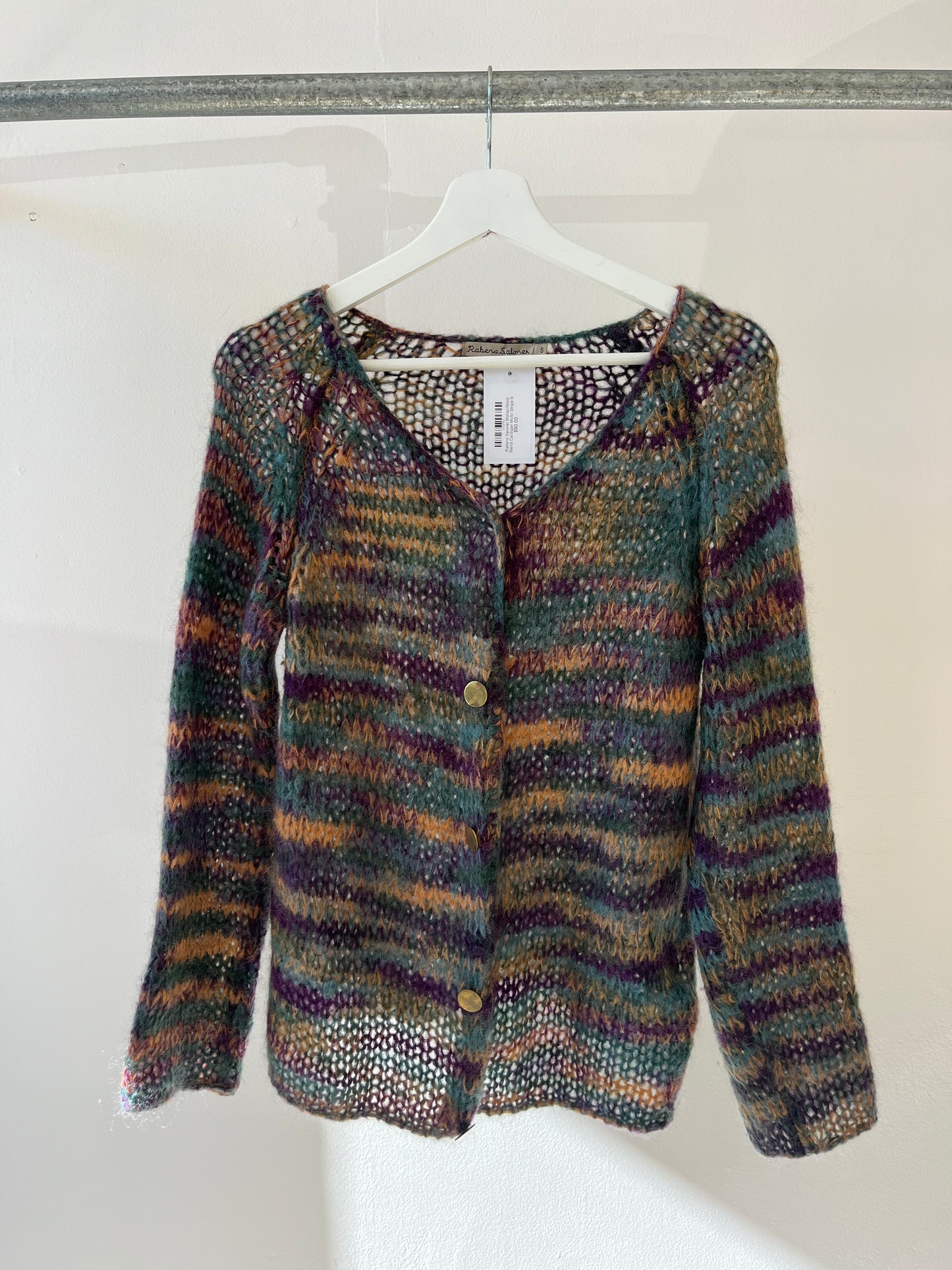Rabens Saloner Mohair/Wool Blend Cardigan Multi Stripe S