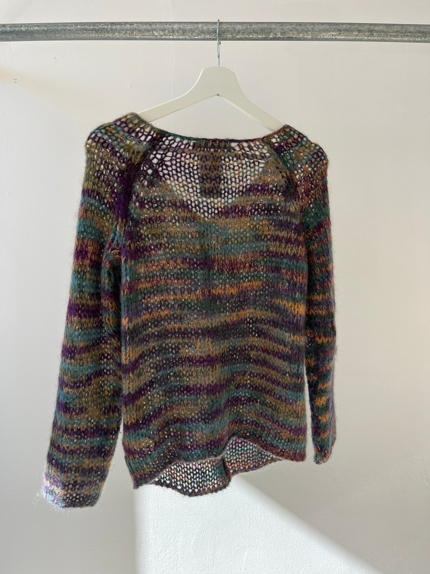 Rabens Saloner Mohair/Wool Blend Cardigan Multi Stripe S