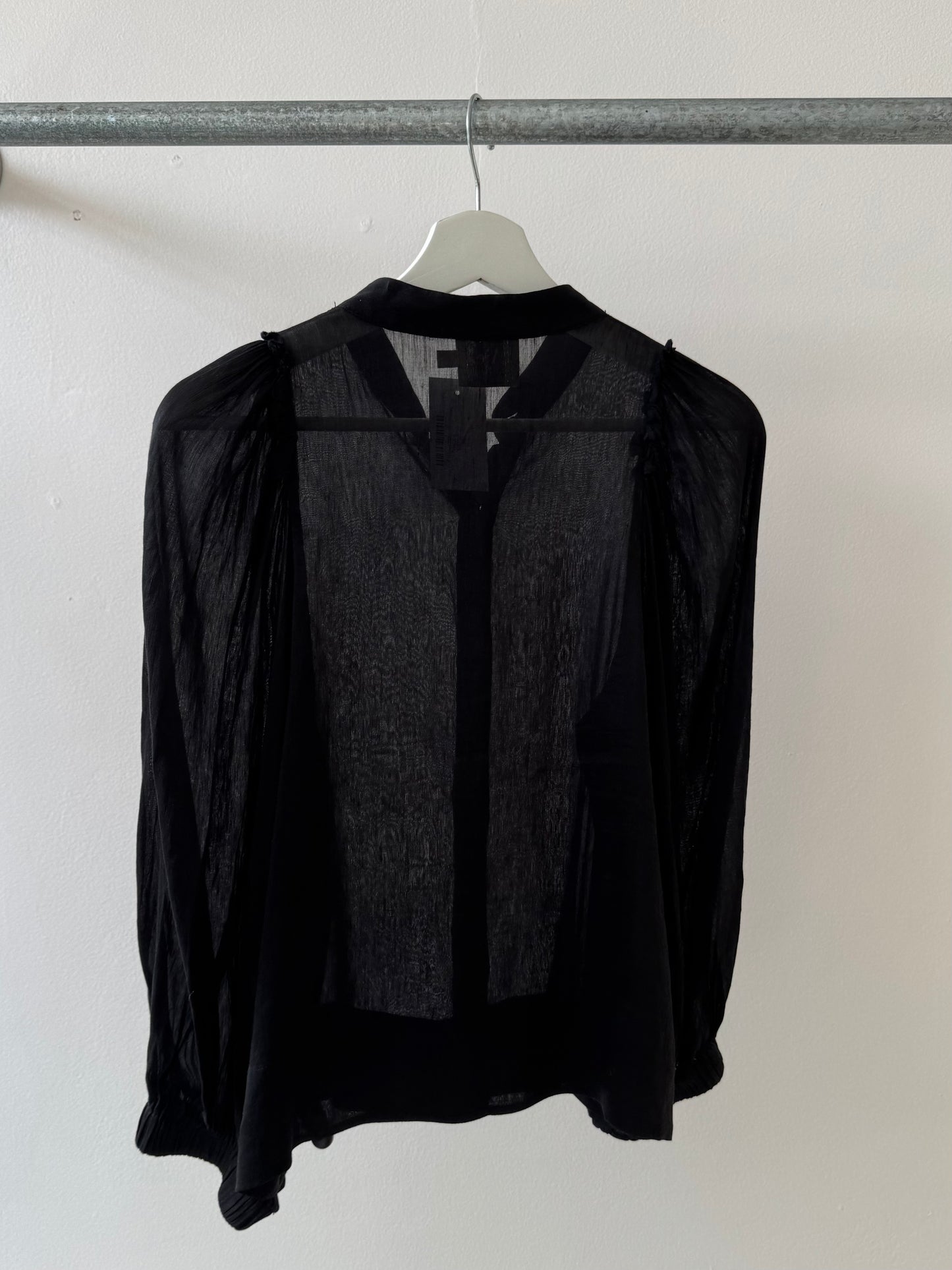 Aje Puff Sleeve Silk Linen Blouse Black S