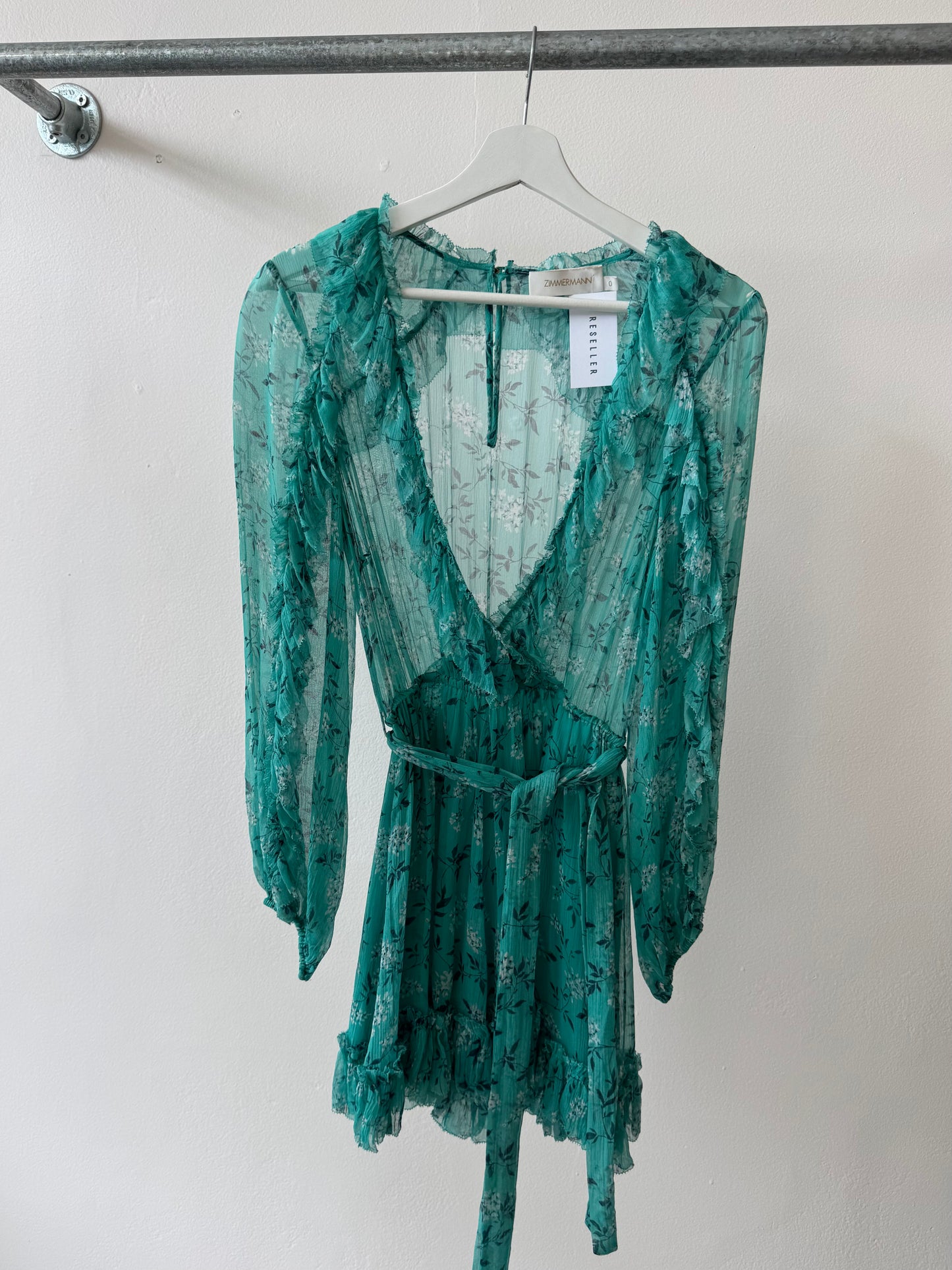 Zimmermann Silk Moncur Ruffle Playsuit Turquoise XS