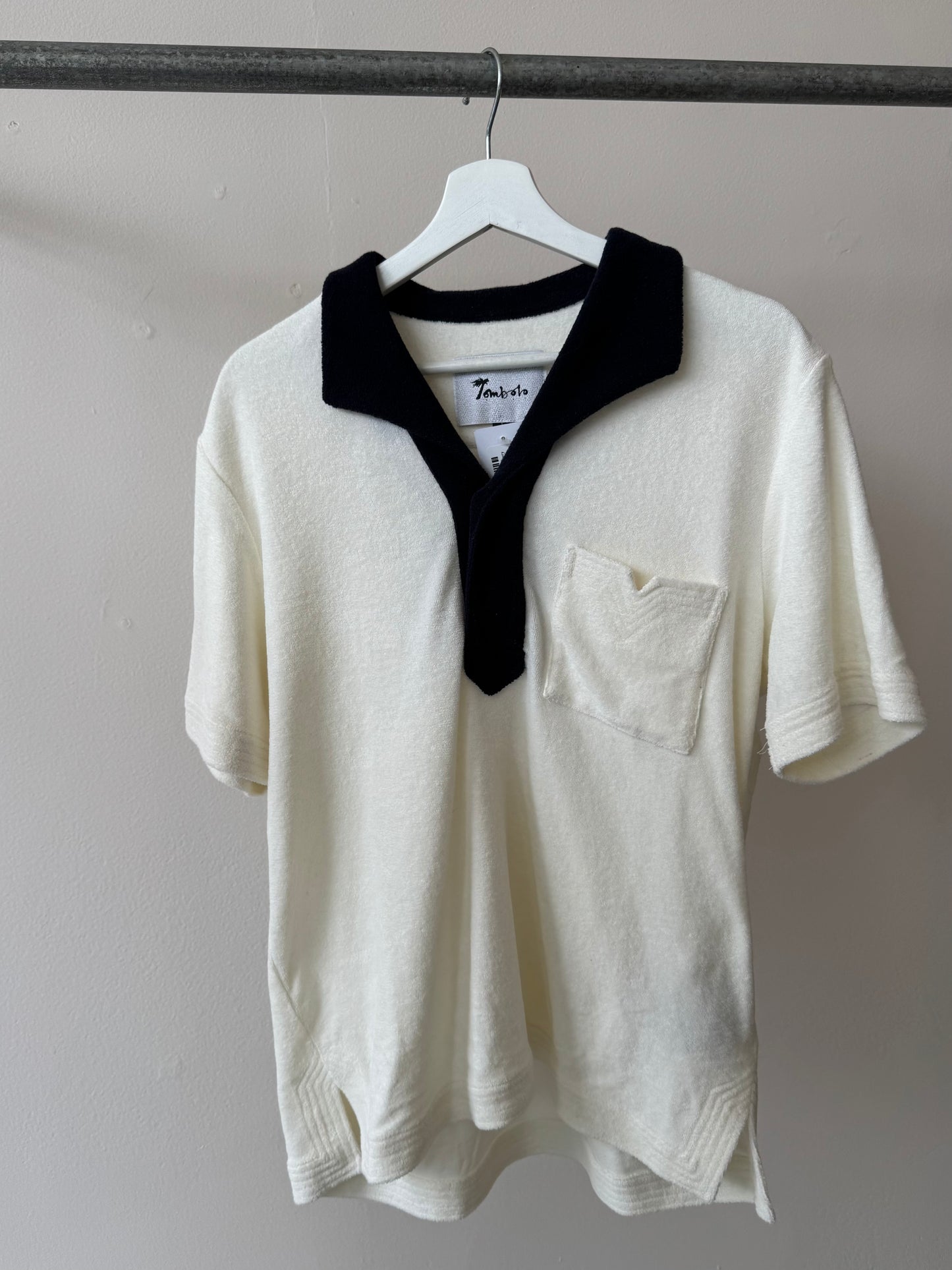 Tombolo Contrast Colour Terry Towelling Polo Shirt Cream S