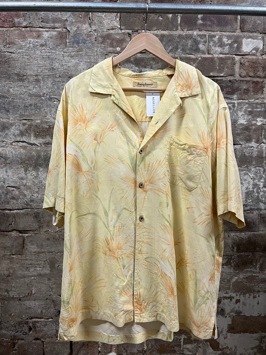 Tommy Bahama Silk Short Sleeve Floral Shirt Yellow XL