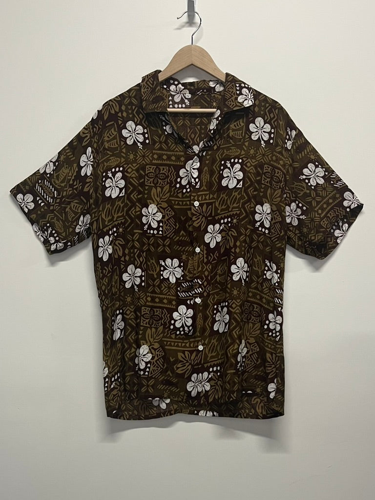 Batik Floral Summer Shirt Brown L