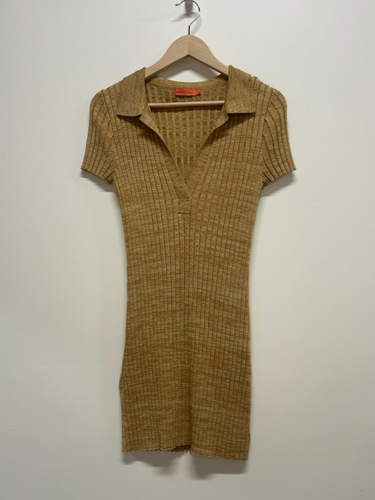 Manning Cartell Knit Polo Mini Dress Gold L