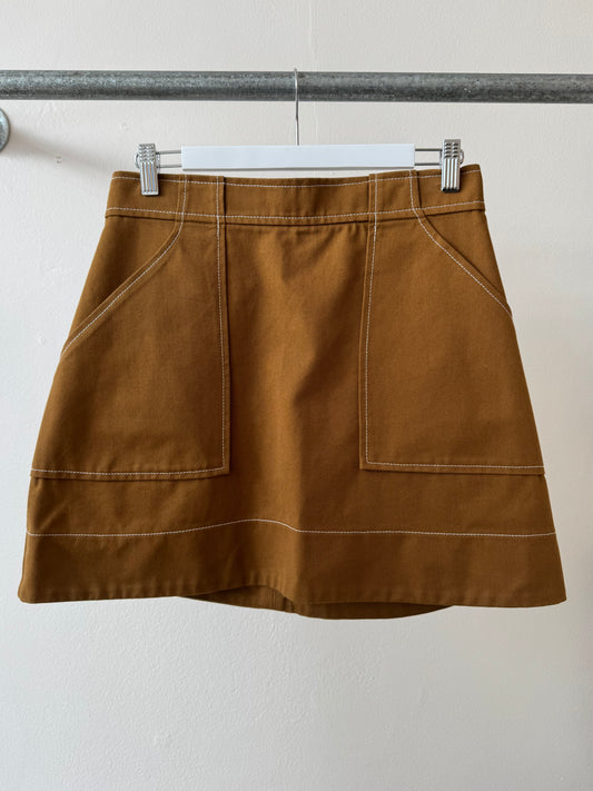 Bec & Bridge Drill Mini Skirt Contrast Stitch Mustard M
