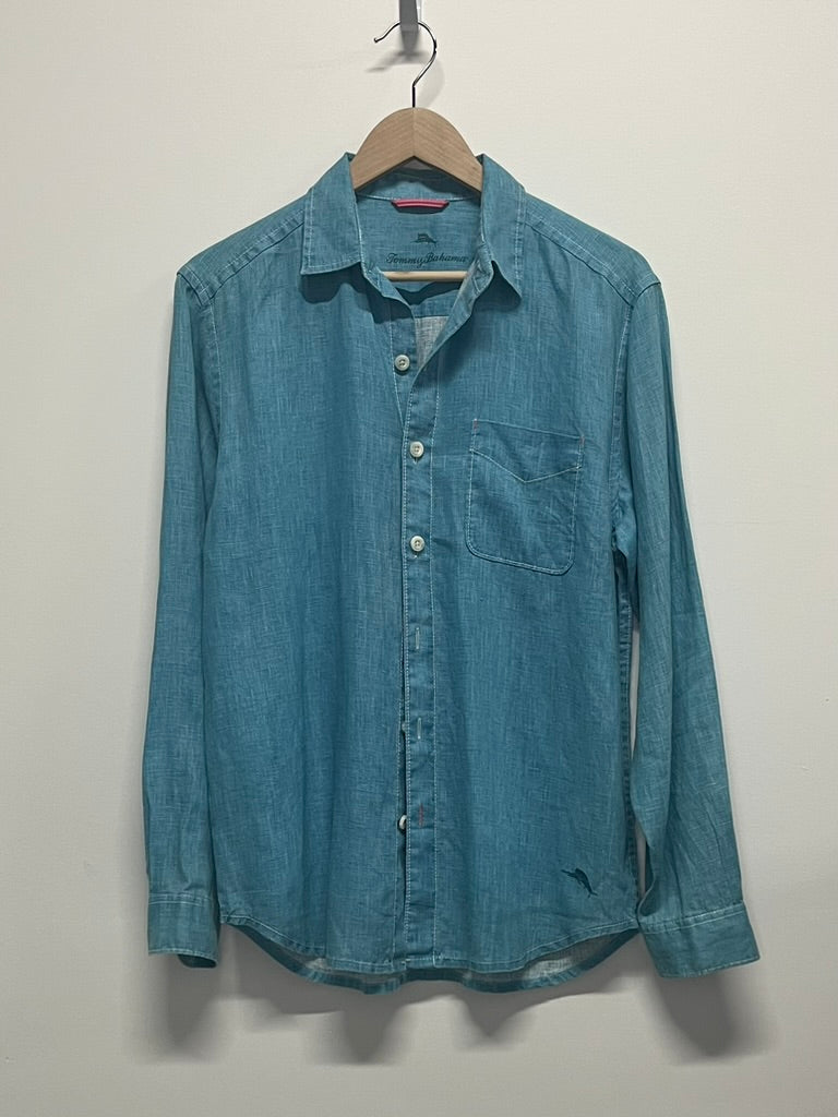 Tommy Bahama Linen Shirt Teal S