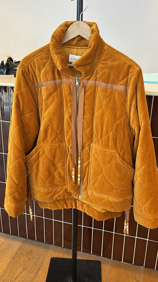 Flannel Quilted Belle Jacket w. Bead Detail Gold M/L