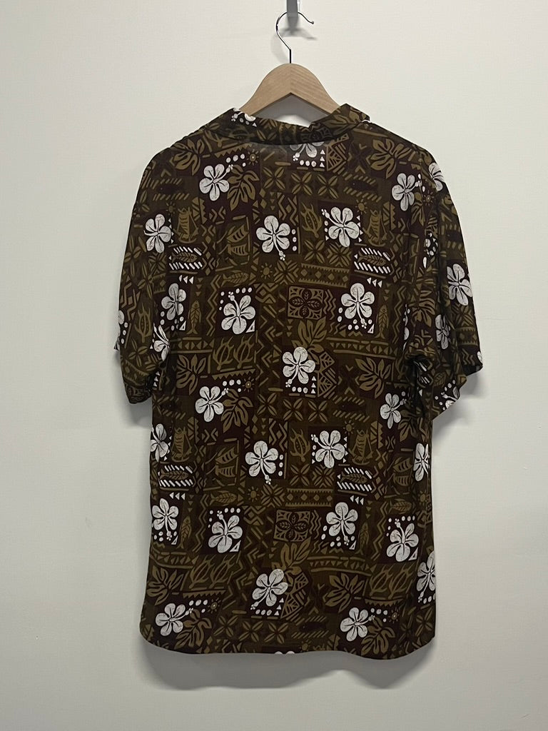 Batik Floral Summer Shirt Brown L