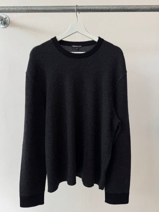 James Perse USA Cashmere Crew Neck Jumper Black Marle XL