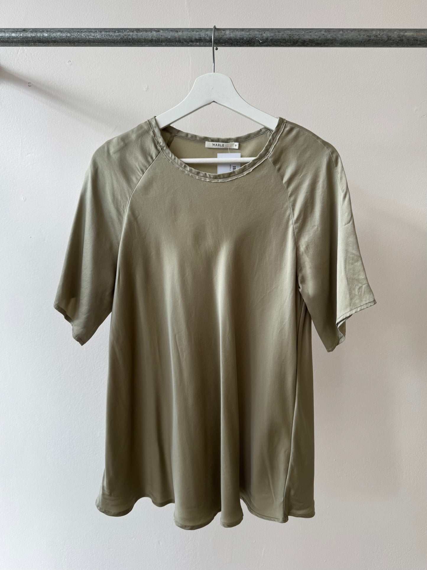 MARLE Silk T-Shirt Top Light Khaki M/L