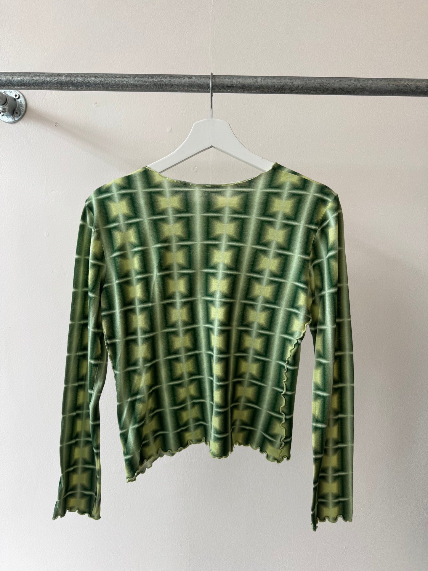 Paloma Wool Organic Cotton Long Sleeve Top Geometric Green M