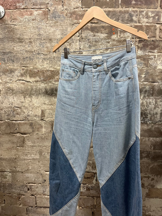 Ganni Two Tone Stary Panelled Jeans W26